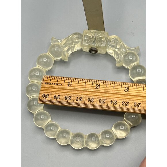 Art Deco Lucite Curtain Tiebacks Beaded Floral Design & Metal Mounting Brackets* - Picture 16 of 16